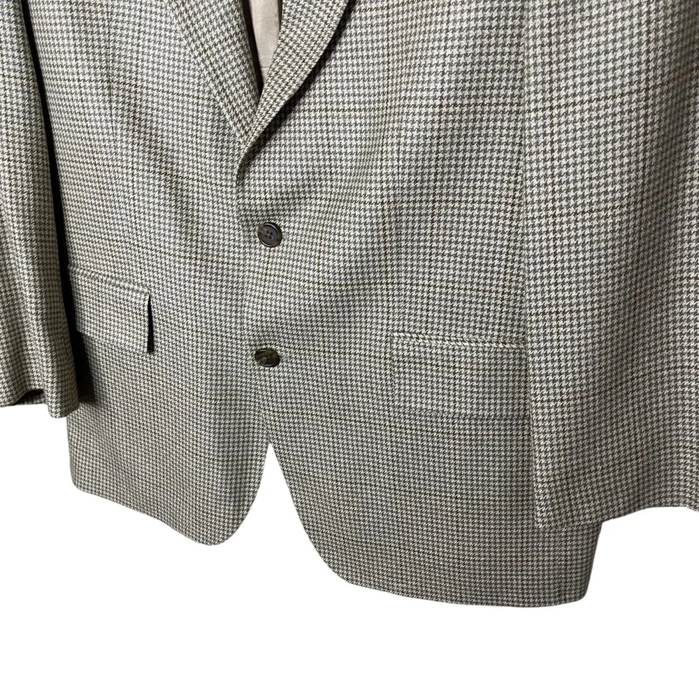 Ralph Ralph Lauren Blazer Men’s 42R Beige Silk Wool Blend Houndstooth Two Button